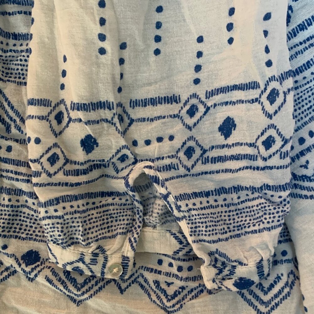 Merona Henna Design 3/4 Button Sleeve V-Neck Cotton Peasant Blouse - Picture 4 of 7